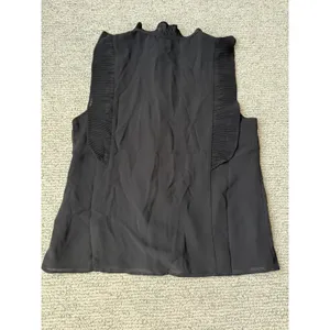 CeCe Black Sleeveless Pleated Ruffle Mock Neck Blouse Top‎ Small thumbnail 2