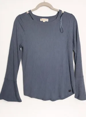 Michael Kors Ribbed Bell-Sleeve Top – Size M thumbnail 1