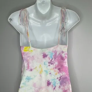 Revolve RESA Teenie Mini Dress Cotton Candy Tie Dye‎ XS Cowl Neck Tie Straps NEW thumbnail 8