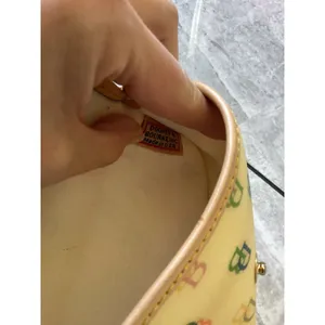 Dooney & Bourke Multi-Color Monogram Wristlet Pouch Cream Heart Charm Vintage thumbnail 5