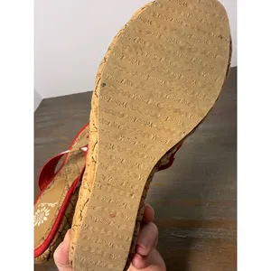 Yellow Box Red Polka Dot Cork Wedge Thong Sandals Estimated Size 7.5 thumbnail 9