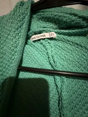 Pink Clover Green Open Front Batwing Sleeve Knit Cardigan Sweater Size M thumbnail 2