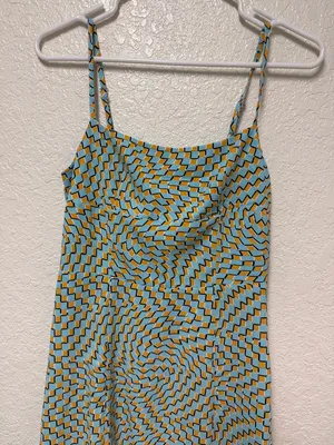 NWT COMMENSE Psychedelic Square Neck Geometric Print Dress Size Small thumbnail 3
