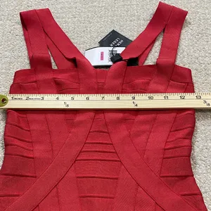 Herve Leger Crimson Strappy Bandage Mini Dress Size S 90% Rayón 9% Nylon thumbnail 11