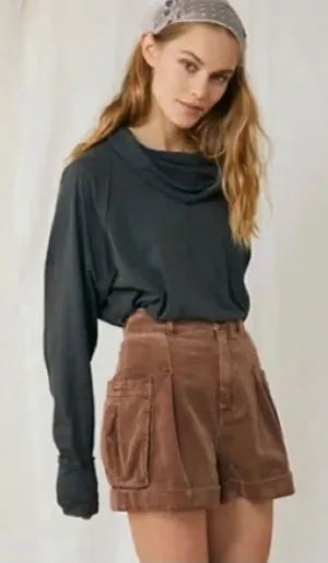 Free People We The Free Don’t You Want Me Cowl Neck Tee Grey Small thumbnail 1