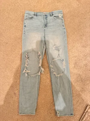 american eagle straight leg super stretch mom jeans thumbnail 1