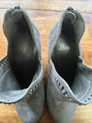 Vince Camuto Gray Suede Perforated Ankle Booties thumbnail 6