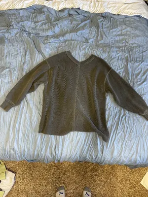 Aerie Wonder Textured V-Neck Sweatshirt thumbnail 2