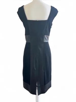 Antonio Melani Black Genuine Leather Panel Sheath Dress Size 6 Sleeveless thumbnail 2