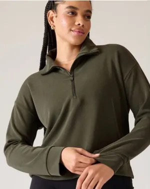 Athleta Seasoft 1/2 Zip Pullover Women's XS Green Cozy‎ Athleisure thumbnail 1