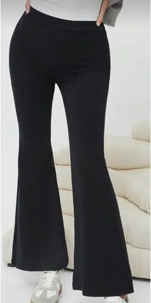 SHEIN Women Flare Leg Solid Pants thumbnail 1