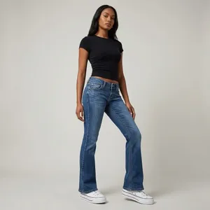 Charlotte Russe Y2K Low Rise Flare Jeans Dark Wash Size 2S thumbnail 2