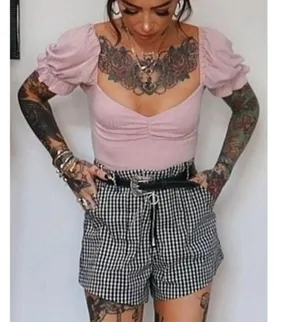 Privacy Please Olive Bodysuit Milkmaid Puff Sleeve thumbnail 5