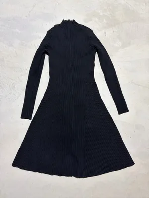 J. Crew NWT Black Ribbed Long Sleeve Dress MSRP$128 XS thumbnail 1