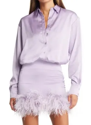 House of cb purple feather trim dress thumbnail 1