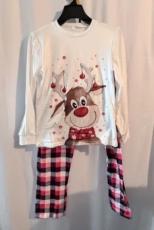 Child’s rain deer pajamas White Size 10 youth thumbnail 1