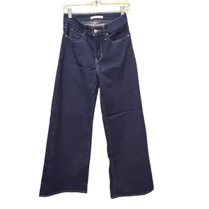 NWOT Levi's 318 Shaping Wide Leg Jeans Dark Wash 27x32 Mid Rise Denim‎ thumbnail 6