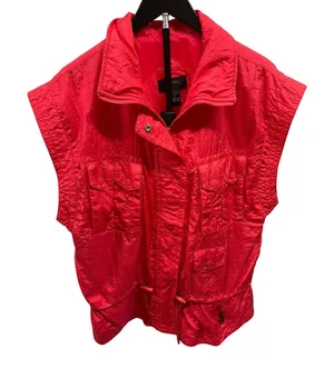 Vintage 80'S Lavon‎ Sport Women's Medium Neon Pink Retro Nylon Ski Vest Jacket thumbnail 1