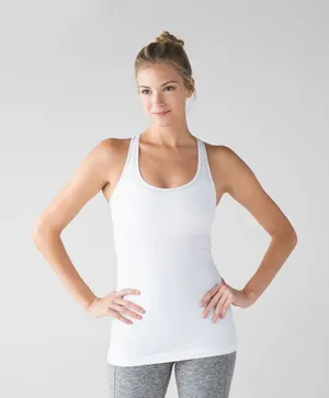 Lululemon Cool Racerback Tank Top White‎ Luon Yoga Workout Shirt Womens thumbnail 1