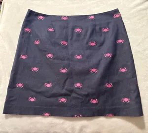 Lilly Pulitzer size 14 xl vintage Navy Mini Skirt with Pink Crab Print thumbnail 1