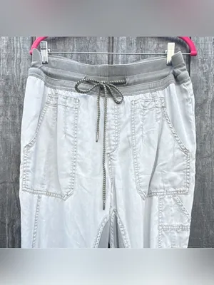 Anthropologie Women Gray Solid Jogger Pants Tapered Elastic Waist Pockets Sz M thumbnail 2