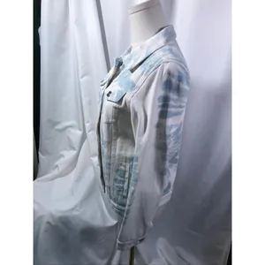 Altar'd State Blue Ivory Tie Dye‎ Denim Jacket J1283DNAS Small Cloud Wash Boho thumbnail 4