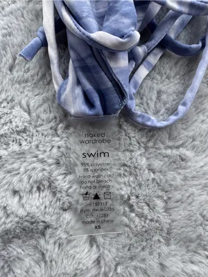 Naked Wardrobe Swim Bikini Top Criss Cross Open Back Blue Marble XS thumbnail 6