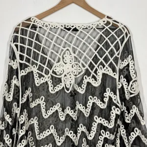 Pretty Angel Lace Jacket Topper Size L Black Silk Blend Boho Artsy Whimsygoth thumbnail 5
