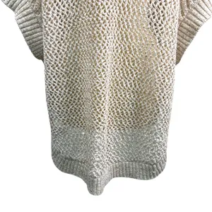 TALBOTS NWOT Open Stitch Poncho‎ in Rattan, Large, Bohemian Neutral Knit thumbnail 10