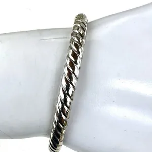 Silver tone twisted bangle bracelet thumbnail 2