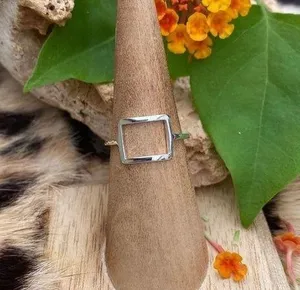 Sterling Silver  High Polish Modern Square Ring thumbnail 1