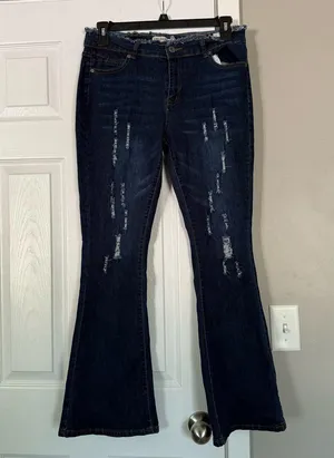 Celebrity Ace Ribbed Y2K Denim Jeans Bell Bottom Flare thumbnail 1