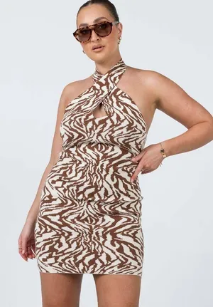 Princess Polly Twist and Shout Mini Dress Brown thumbnail 1