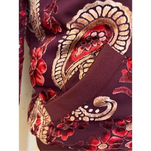 KAS New York Burgundy Velvet Paisley Ashlyn Burnout Bomber Jacket Size XS thumbnail 7
