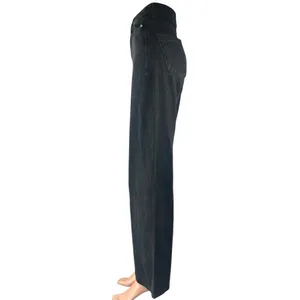 Zara Women's Black High Waisted Wide Leg Baggy Palazzo Denim Jeans Pants Size 0 thumbnail 2