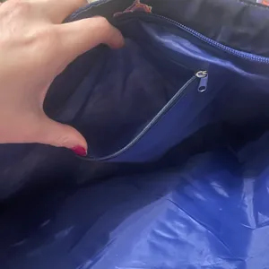 Avon Blue and Orange Floral Quilted Polyester Tote Bag thumbnail 7