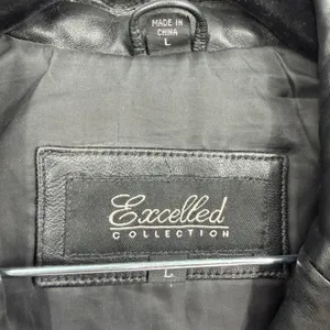 Excelled Collection Women's L Black Genuine Leather Blazer Jacket Y2K thumbnail 5