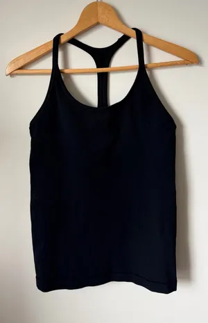 Athleta Black Ribbed Racerback Tank Top thumbnail 1
