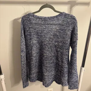 American Eagle Outfitters Blue Marled Cable Knit V-Neck Sweater thumbnail 6