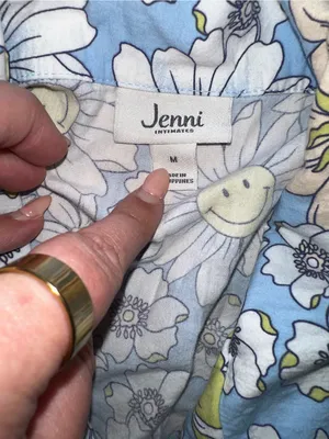 Jenni Intimates Floral Smiley Face Pajama Set Medium Blue Retro Boho Preppy Y2K thumbnail 6