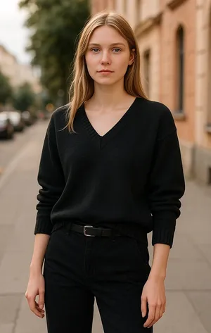 NWOT LAUREN RALPH LAUREN Black Metallic Thread Ribbed Long Sleeve Sweater thumbnail 1