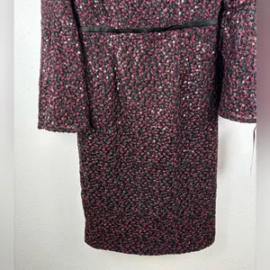 Carmen Marc Valvo Infusion 6 Red Black‎ Sequin Lace Bell Sleeve Dress NWT thumbnail 5