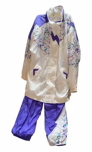 Source Unknown White and Purple Retro Track Jacket and Joggers Set thumbnail 1