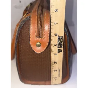 Vintage JR Julius Resnick Monogram Lining Leather Woven Purse Satchel Bag USA thumbnail 6