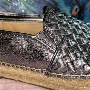 Sam Edelman Size 7 Metallic Silver Woven Slip-On Espadrilles thumbnail 3