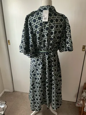 Crown & Ivy Puff Sleeve Printed Collared Maxi Dress With Tie- Sz 3x- Nwt thumbnail 6