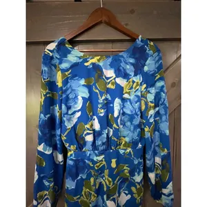 Lulus Sweetest Song Blue Floral Print Backless Long Sleeve‎ Romper Small Cottage thumbnail 3