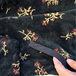 VTG Black Diamond Sherpa Fleece Botanical Floral Print Jacket Black Size Small thumbnail 7