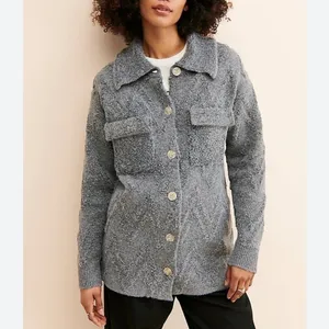 Anthropologie Knit Sweater Coat Shacket in Gray Size Medium Jacket thumbnail 2