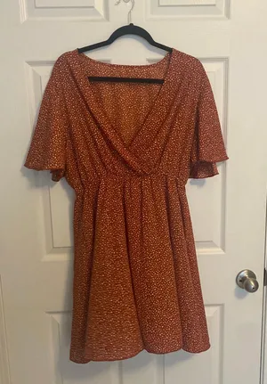 Orangeish/red Polka dot Dress Size XL thumbnail 1